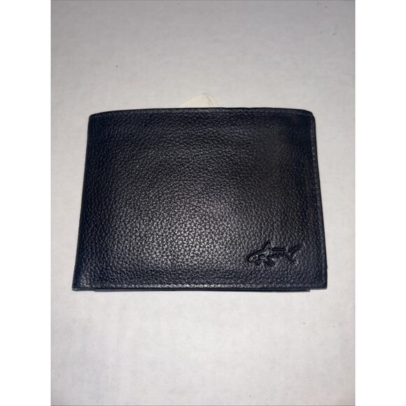 Greg Norman pebble leather wallet NP0144/08 Black Billfold Golf Shark Master PGA - Picture 1 of 8